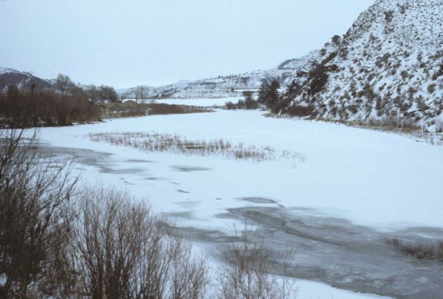 Middle Fork of the John Day River frozen over near Austin. Picture