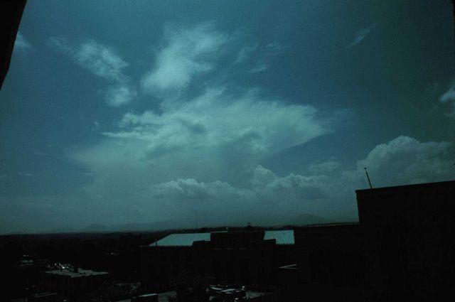 Cumulonimbus with anvil top in the distance. Picture
