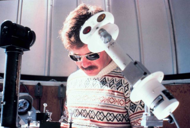John Bortniak monitoring solar activity at the Mauna Loa Observatory. Picture