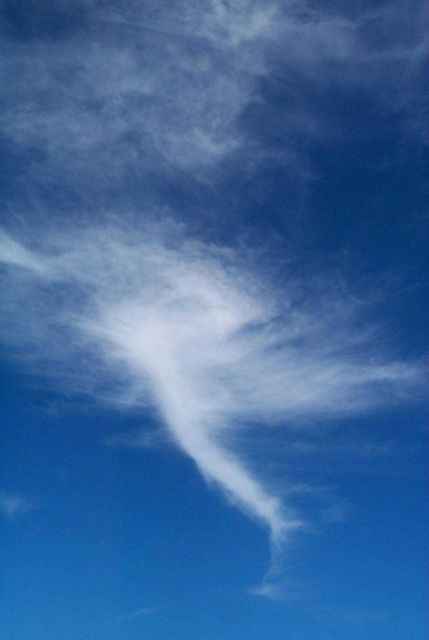Cirrus taking the form of a map of Italy. Picture