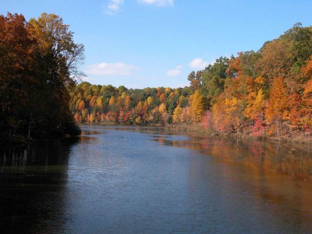 Fall colors on Clopper Lake. Picture