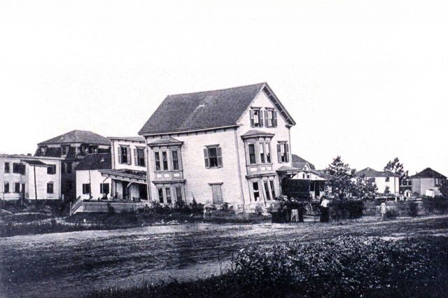 There was a crooked house following tornado passage at Lawrence Picture