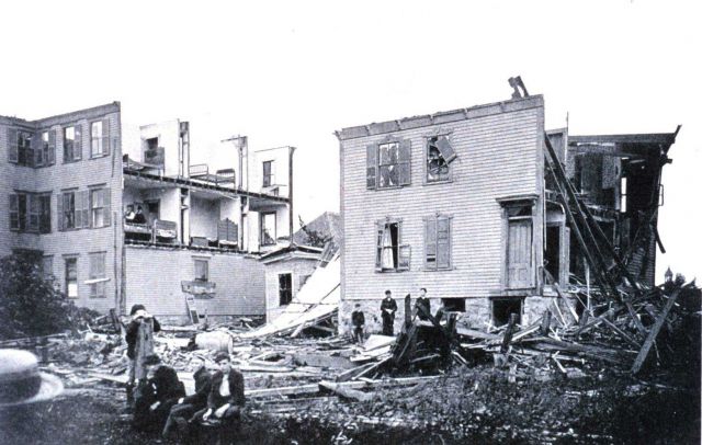 Houses whose roofs and sides were removed by the tornado Picture