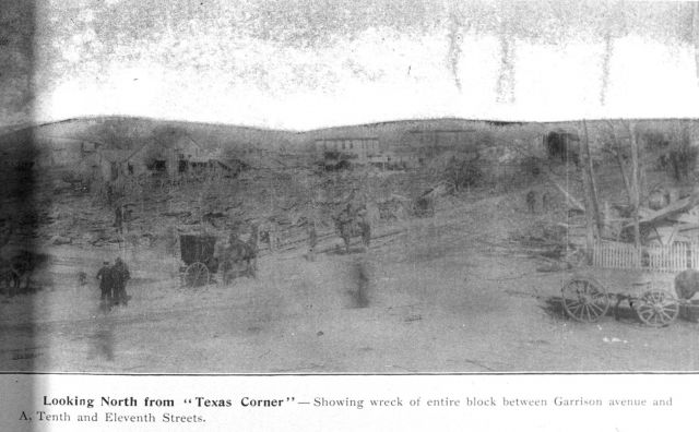Looking north from Texas corner showing the destruction of an entire block Picture