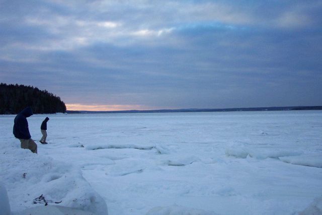 Two Maine Maritime Academy Cadets testing the ice on Penobscot Bay Picture