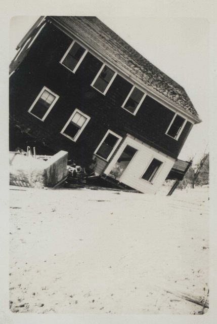 House moved off foundation by 1938 New England Hurricane. Picture