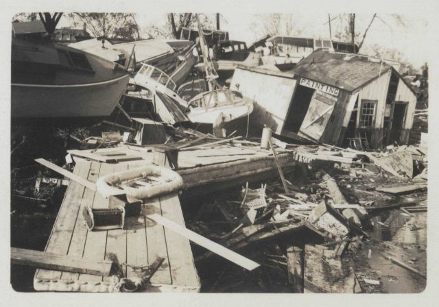 The waterfront of Pawtuxet Cove was devastated by the storm surge of the New England Hurricane of 1938. Picture