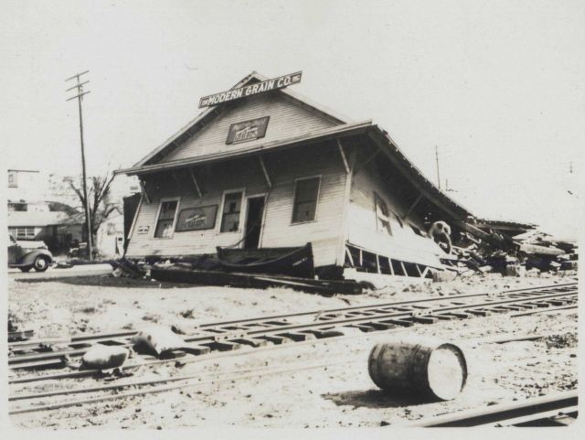 The Modern Grain Company building at India Point in the upper reaches of Narragansett Bay was destroyed by the storm surge Picture