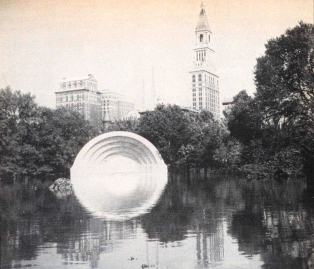 The Music Shell in Bushnell Park which was now functioning as a reflecting pool Picture