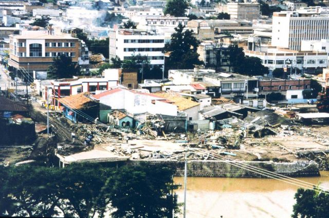 Flood damage along the Choluteca River caused by Hurricane Mitch Picture