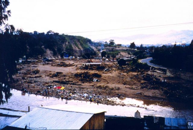 Flood damage along the Choluteca River caused by Hurricane Mitch Picture