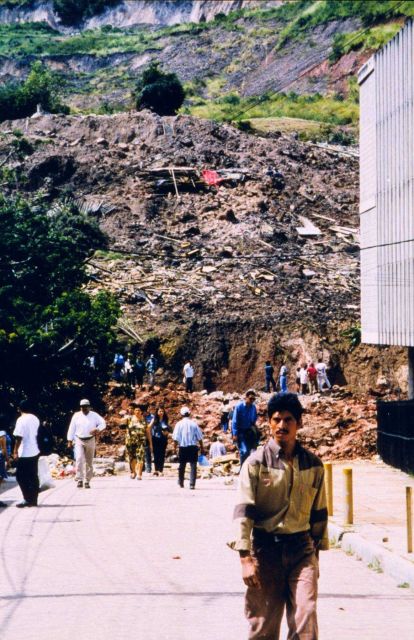 Landslide damage in the aftermath of Hurricane Mitch Picture