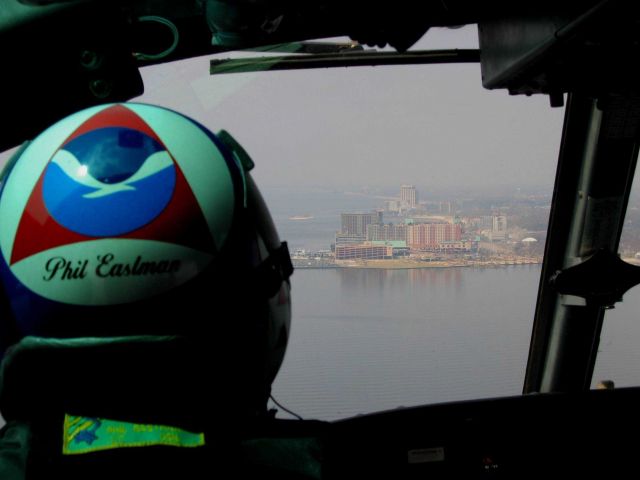 LT Phil Eastman, NOAA (foreground) casinos at Point Cadet, Biloxi (background) Picture