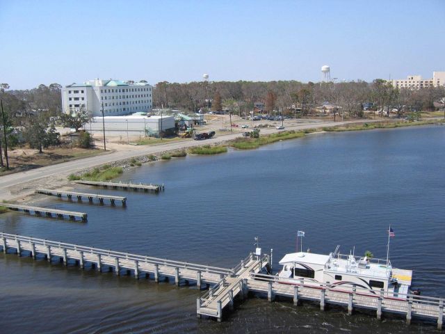 NOAA Tide Gauge at pier on Biloxi Back Bay. Picture