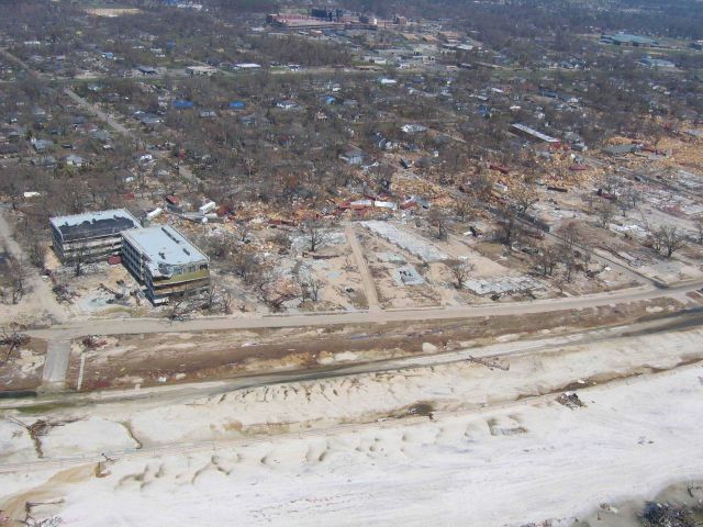 Debris from port facility strewn throughout Gulfport. Picture