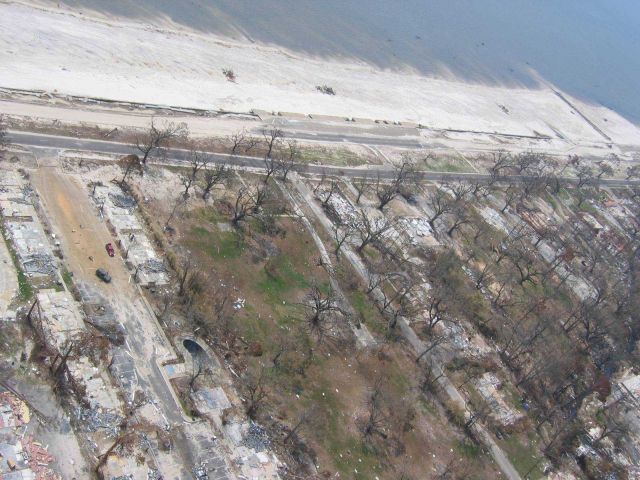Total destruction one block back from the beach at Gulfport. Picture