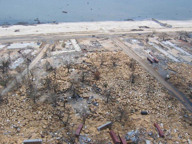 Debris from port facility strewn throughout Gulfport. Picture