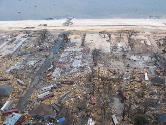 Debris from port facility strewn throughout Gulfport. Picture