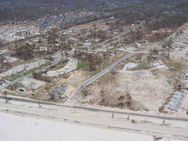 Damaged homes. Picture