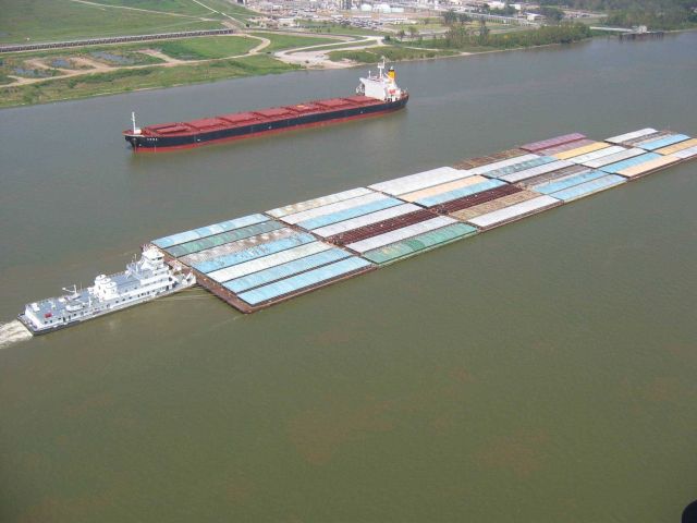 Mississippi River traffic west of New Orleans. Picture