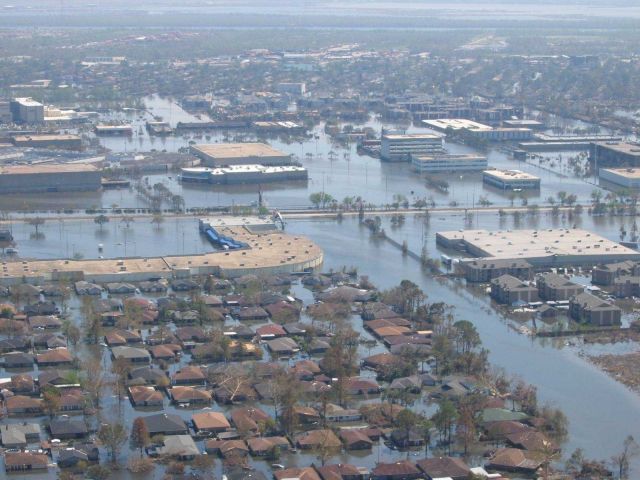 Views of inundated areas in New Orleans following breaking of the levees surrounding the city as the result of Hurricane Katrina. Picture