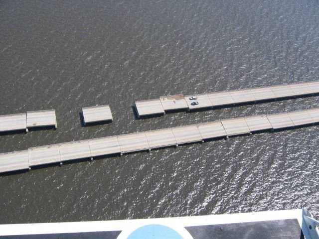 Breaks in I-10 bridges outside of New Orleans caused by Hurricane Katrina. Picture