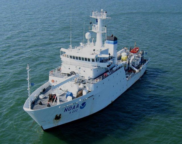 The NOAA Ship THOMAS JEFFERSON surveying approaches to harbors and the interior of harbors for obstructions Picture