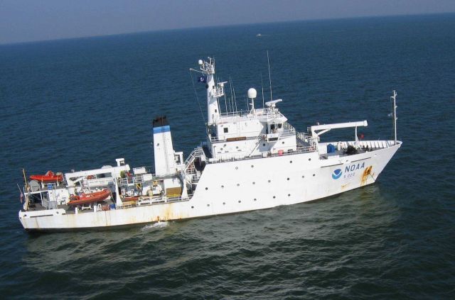 The NOAA Ship THOMAS JEFFERSON surveying approaches to harbors and the interior of harbors for obstructions Picture