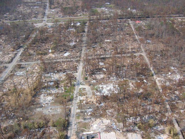 Total devastation following Hurricane Katrina. Picture