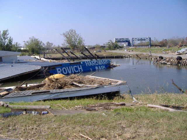 Remains of waterside hardware store. Picture