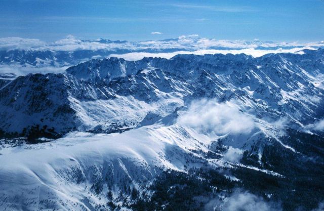 Rocky Mountain snow survey from NOAA aircraft. Picture