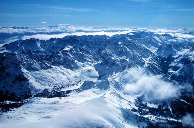 Rocky Mountain snow survey from NOAA aircraft. Picture