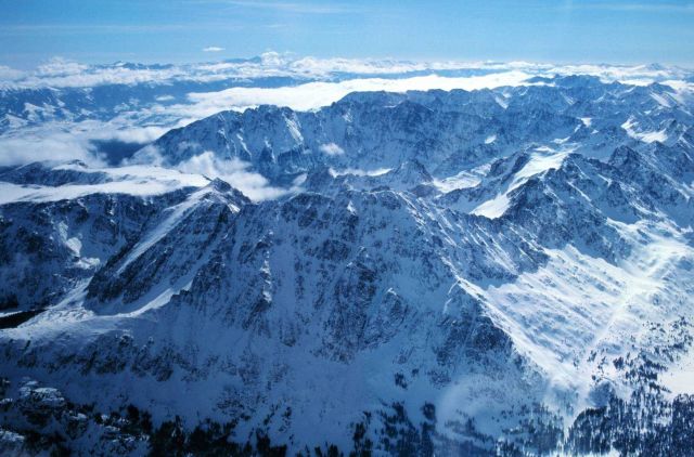 Rocky Mountain snow survey from NOAA aircraft. Picture