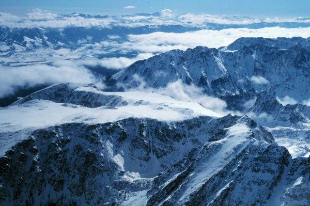Rocky Mountain snow survey from NOAA aircraft. Picture