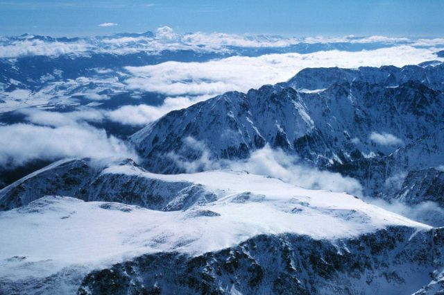 Rocky Mountain snow survey from NOAA aircraft. Picture