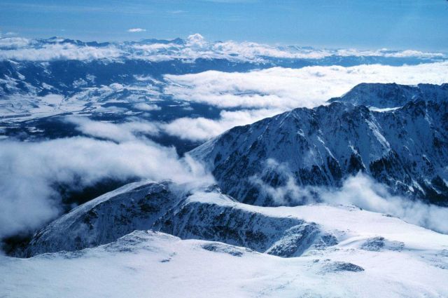 Rocky Mountain snow survey from NOAA aircraft. Picture
