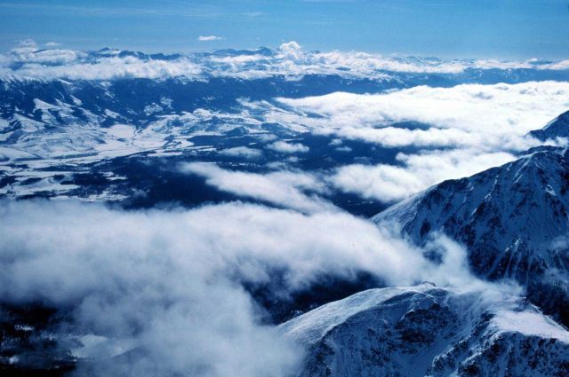 Rocky Mountain snow survey from NOAA aircraft. Picture