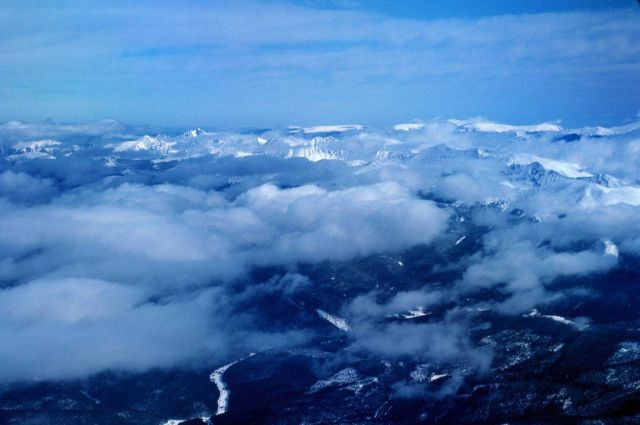 Rocky Mountain snow survey from NOAA aircraft. Picture