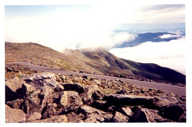 Looking down on remnants of fog and a portion of the Mt Picture