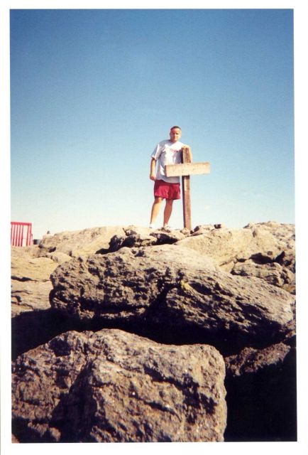 Mike Theberge at the summit of Mount Washington, 6,288 feet above sea level Picture