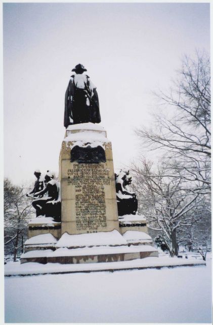 Baron Von Steuben shrugs off a little snow. Picture