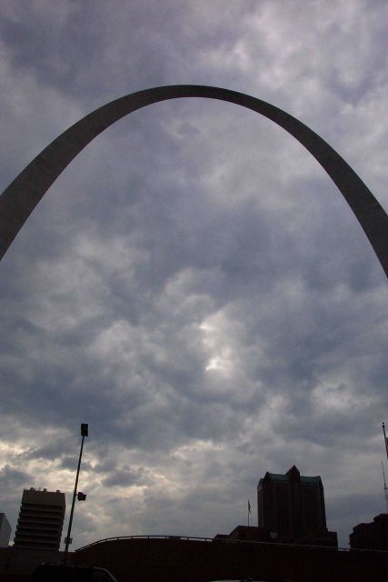 The Gateway Arch on a cloudy day. Picture