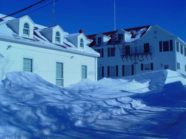 Remains of a snowstorm at the Stellwagen Marine Sanctuary headquarters. Picture