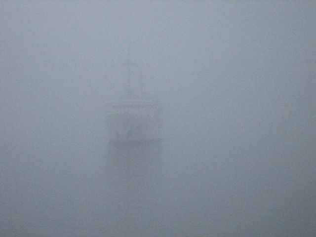 Photo -3of NOAA Ship FAIRWEATHER approaching pier in fog at Valdez. Picture