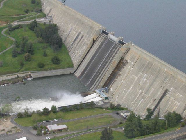 Waters roaring out of the outflow of the Friant Dam. Picture
