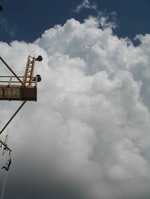 Innocent-looking clouds have moved ever closer as they are taking on a somewhat ominous appearance. Picture