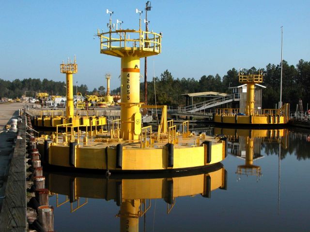 3 10-meter Hurricane Buoys prior to deployment. Picture