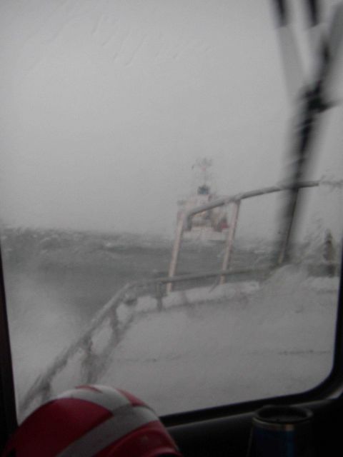 Survey launch 3102 following NOAA Ship THOMAS JEFFERSON into safer water in Chesapeake Bay during a heavy thunderstorm off the Virginia Capes Picture
