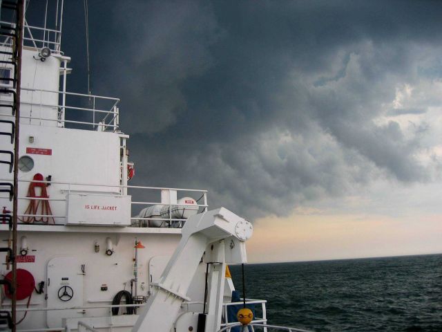 Some nasty looking clouds seen off the starboard side of the NOAA Ship THOMAS JEFFERSON Picture