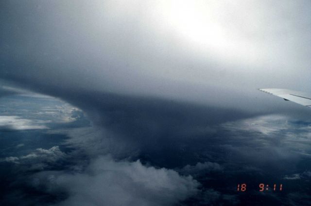 A grand example of a showering anvil as seen from NASA DC-8 Picture